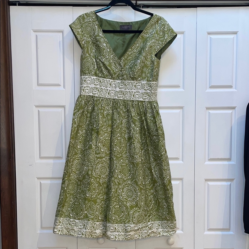 Liz Claiborne Green Patterned Midi Dress